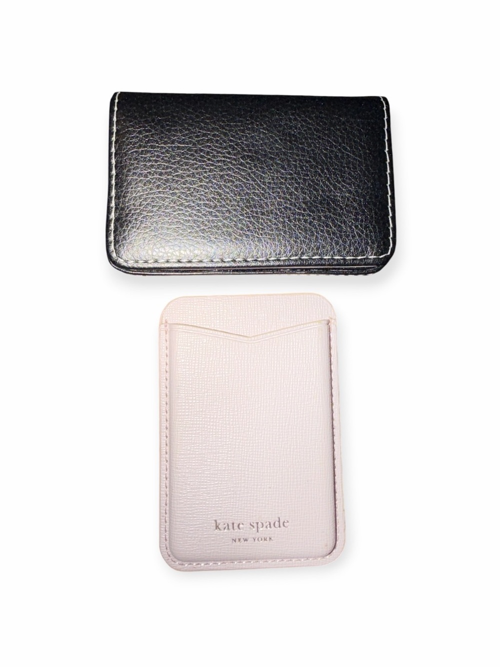Kate Spade Light Pink Card Holder and Black Leather card holder duo